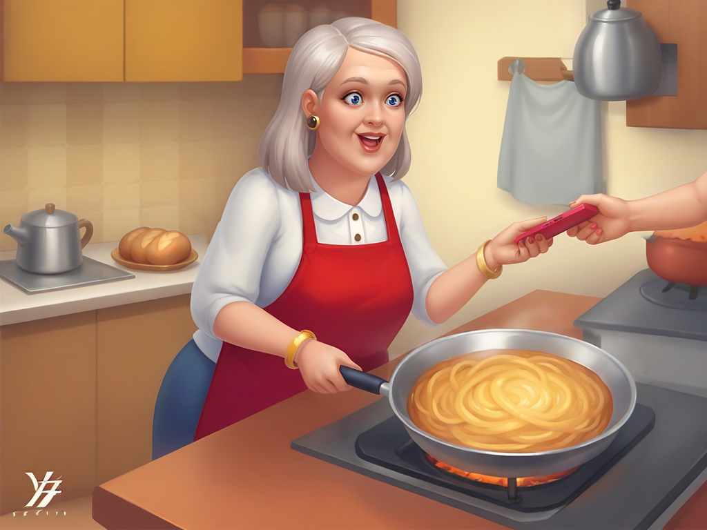 xyzolivia ,woman , happily surprised   ,kitchen ,      <lora:OliviaILL:0.65>