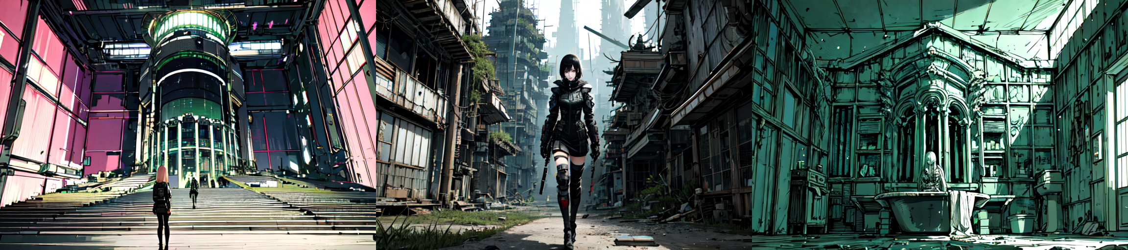highly insanely detailed, masterpiece, top quality, best quality, highres, 4k, 8k, RAW photo, (very aesthetic, beautiful and aesthetic), 
__lazy-wildcards/subject/env-bg/nihei_tsutomu-blame-env/prompts__, 
<lora:ABARA:0.3>, 
(1girl:1.3), 
solo focus, 
__lazy-wildcards/dataset/background__,âââ