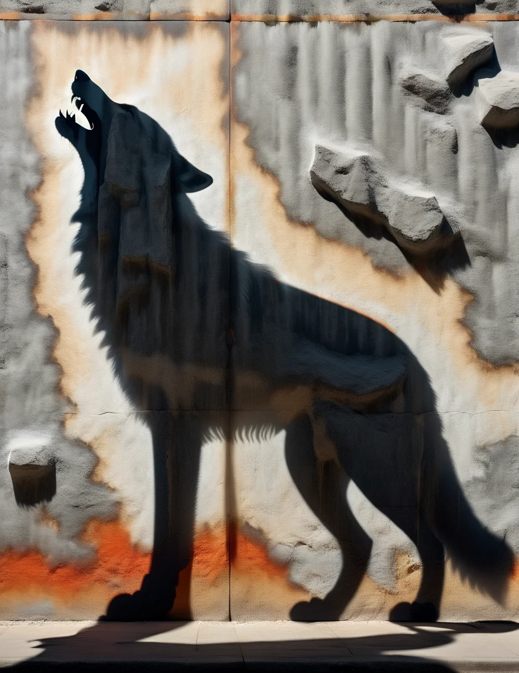 DonM5h4d0w5XL shadow on a nano-enhanced thermal insulation wall, wolf, <lora:DonM5h4d0w5XL-000010:1>