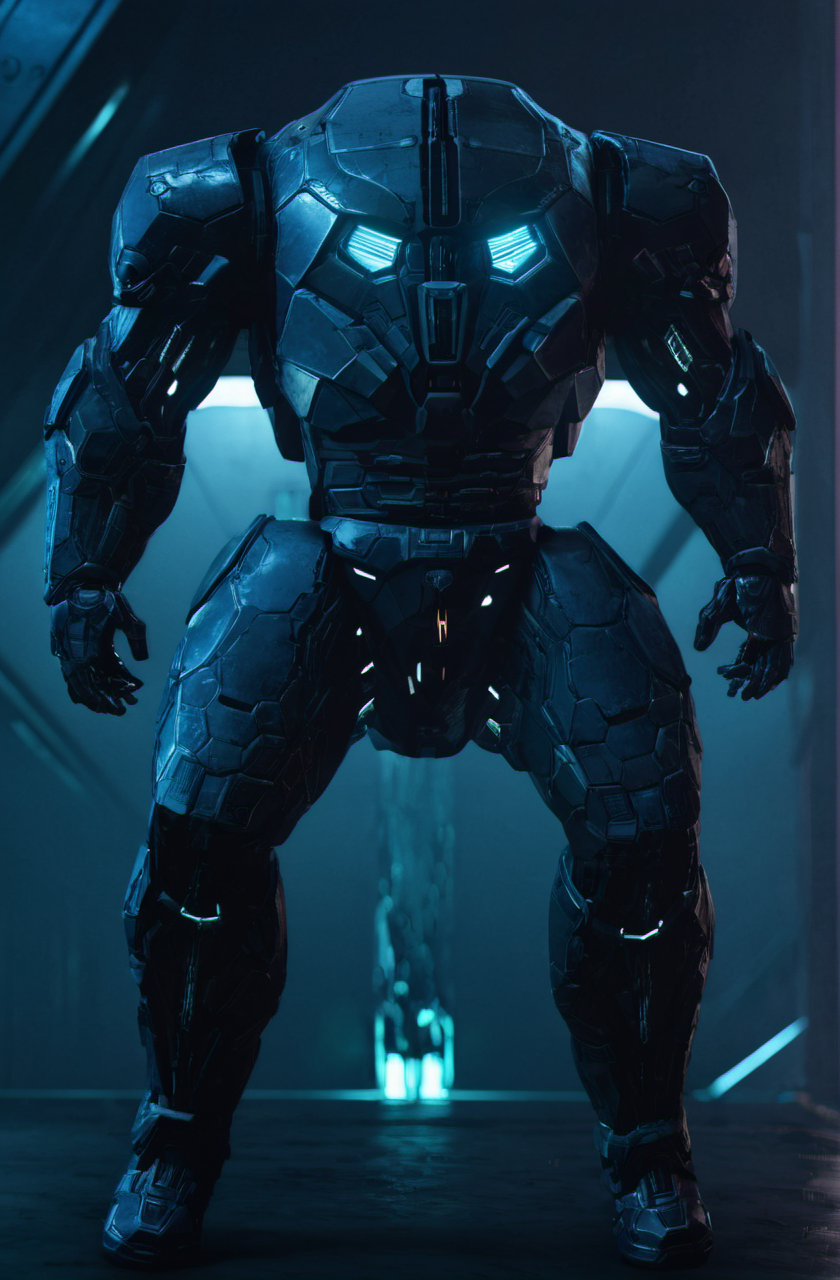 Rmnants <lora:remnantsXL-000005:1>,a full body of armored man,omni structures in the background,glowing,science fiction