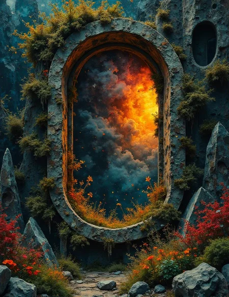 <lora:flux-collagestyle.safetensors:1> darkfantasycollagestyle
In the heart of an otherworldly garden, a rustic window frame emerges from a tapestry of vibrant, grass-green plants and meticulously crafted rocks. The frame, encrusted with moss and lichen, exudes a sense of ancient, untamed nature. The window itself, a portal to another realm, glows with a warm, pulsating light that seems to shimmer and dance, casting an ethereal glow over the intricate scene.
The plants around the window are a riot of colors and textures, with jagged leaves and delicate petals that seem to be on the verge of movement. The rocks, sharp and angular, jut out from the ground, their surfaces etched with the marks of time and the elements. The contrast between the fiery, blazing hues of the glowing window and the cold, muted blues and blacks of the surrounding landscape is stark, creating a sense of menace and balance.
The garden is alive with a kinetic energy, as if the scene is on the brink of a climactic showdown. The air is thick with tension, and the light from the window casts deep, dramatic shadows that play across the rugged terrain. The window itself seems to pulse and throb, a beacon of warmth and light amidst the oppressive, chaotic atmosphere. The scene is a perfect blend of detailed, intricate elements and a larger-than-life scale, capturing the raw, cinematic intensity of a world on the edge of an apocalyptic confrontation.