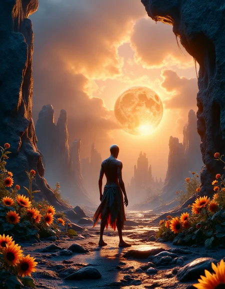 Anime, Brazilian (ral-zmbyz:1.3) , in a Fantasy setting, with Celtic knot ornaments, lava pit with Sunflower, Zen, flat lighting, arthouse, trending on CGSociety, pop art stylized by Tiffany Bozic, <lora:ral-zmbyz-flux:1>, extremely rich detail, cool colors, professional fine composition, great composition, magical, exquisite color, cute