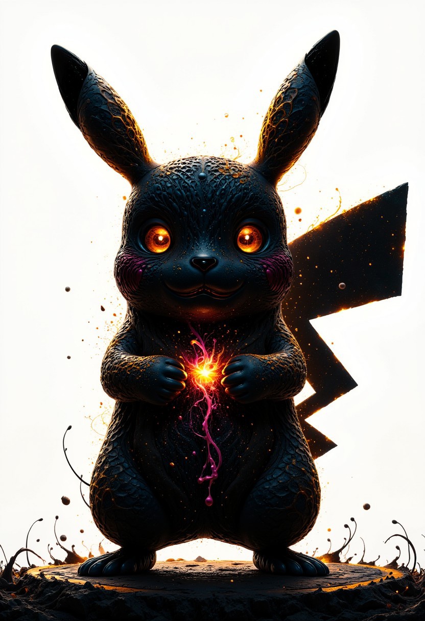 silhouette of a Pikachu with Pokemon Center urgent care background, double exposure, crisp lines, double exposure background, hyperdetailed, concept art