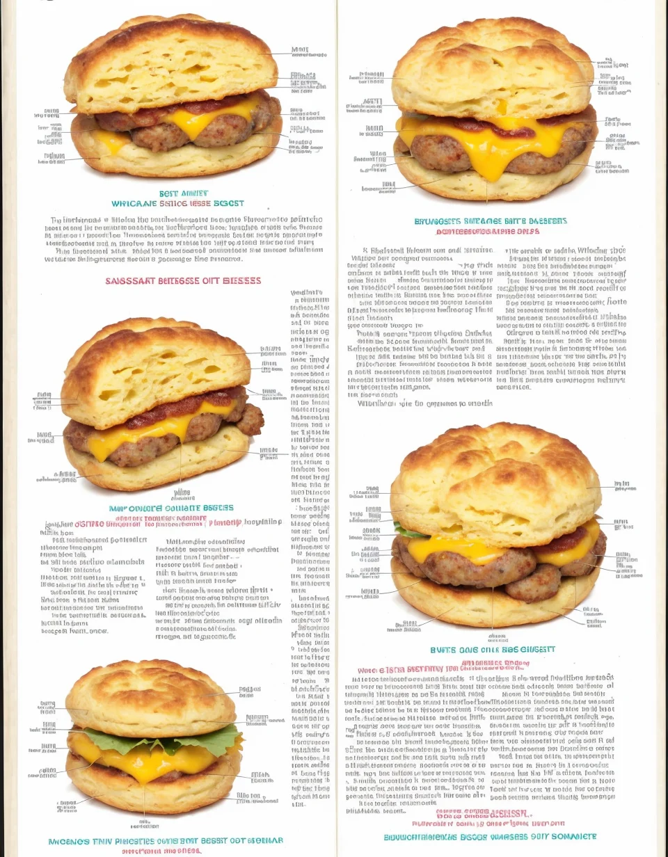 sausage egg and cheese biscuit <lora:BoduMedical-06:1> bodumedical, white background, english text