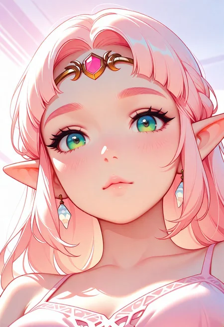 masterpiece, best quality, amazing quality, very aesthetic, flat colors, (artist:Tsuaii:1), pastel colors, watercolor painting,
1girl, close up portrait, looking at viewer, from below,
Princess zelda, Bright lighting,