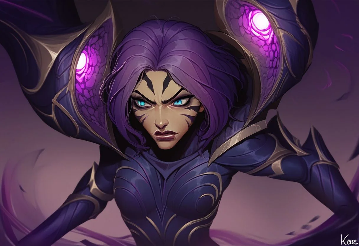 score_9, score_8_up, score_7_up, score_6_up, score_5_up, score_4_up, Kaisa, in the void, fighting someone, League of Legends