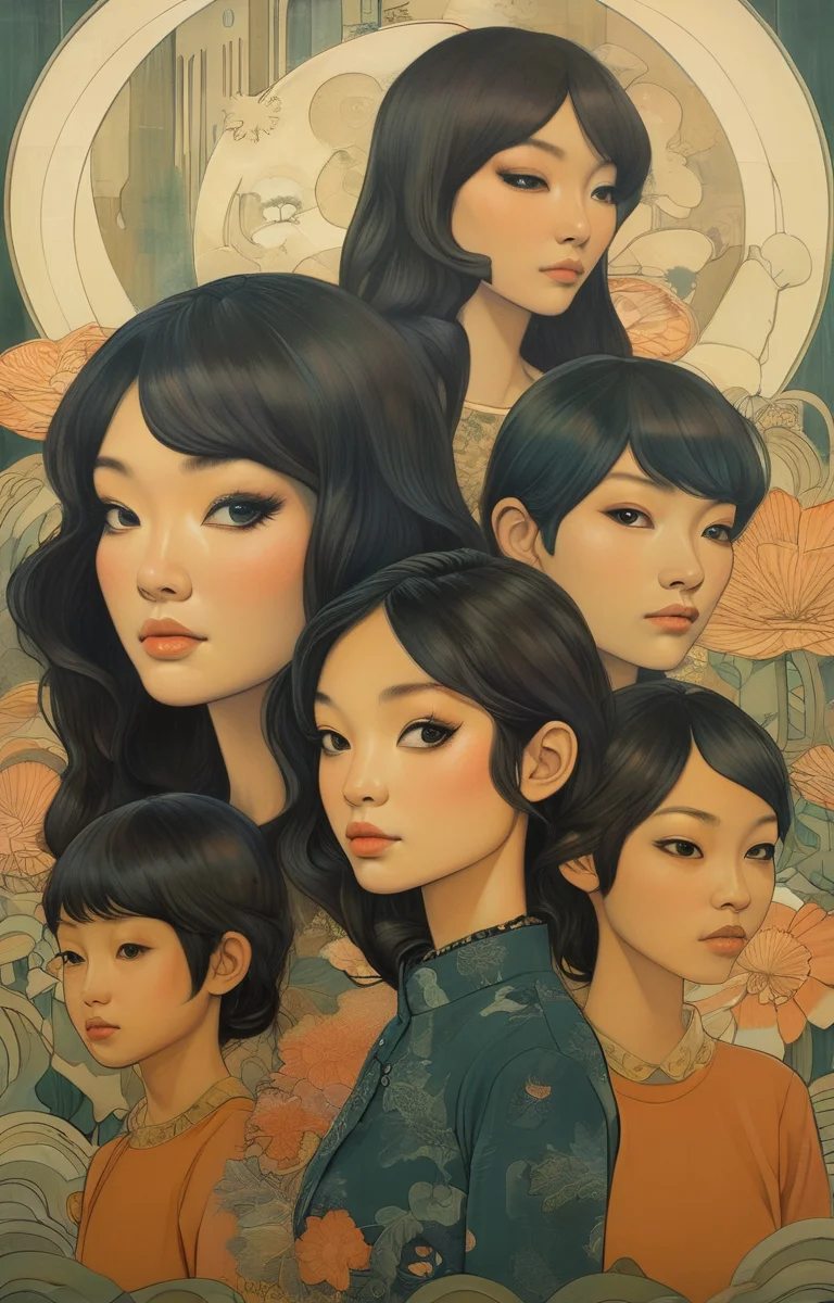 masterpiece,best quality,<lora:tbh280-sdxl:0.9>,illustration,style of Audrey Kawasaki
portrait of family