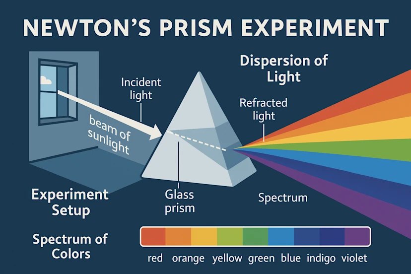an infographic explaining newton's prism experiment in great detail