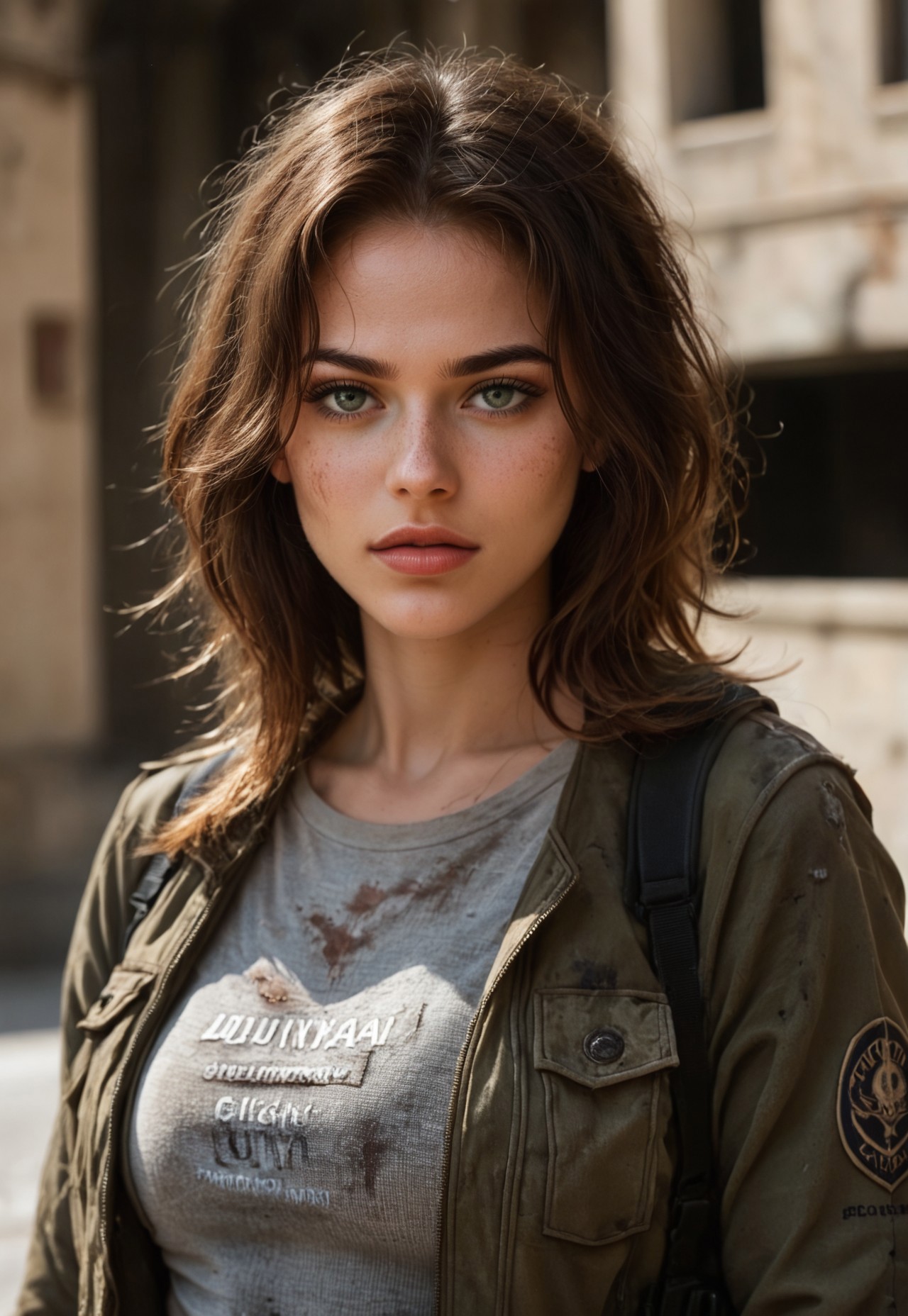 safe_pos, score_9, score_8_up, score_7_up, score_6_up, post-apocalyptic survivor, rugged tactical gear, assault rifle, long messy hair, realistic, cinematic angle, cinematic lighting, athletic body, fierce face, piercing green eyes, combat pose
BREAK
standing amidst the ruins of a destroyed city
BREAK
source_dystopian_art, rating_explicit, expressive, full body, dynamic pose
BREAK
detailed beautiful background, crumbling buildings, abandoned cars, overgrown vegetation, dark sky, desolate atmosphere
<lora:Expressive_H:0.6>Expressiveh, (SimplepositiveXLv1:1.3), (((upper body, full clothed:1.85)))
((masterpiece))
 (ultra realistic, 32k, masterpiece:1.2), (high detailed skin:1.1), (high quality:1.1)
(((full clothed)))
<lora:DandonFuga_Style_v.2_-_Pony:0.8>
 (8k uhd:1,4)
 <lora:add-detail-xl:1>
 <lora:Dynamic Poses:1>