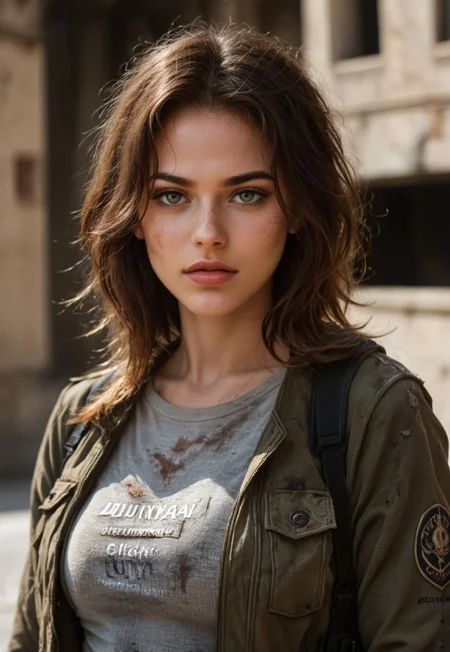 safe_pos, score_9, score_8_up, score_7_up, score_6_up, post-apocalyptic survivor, rugged tactical gear, assault rifle, long messy hair, realistic, cinematic angle, cinematic lighting, athletic body, fierce face, piercing green eyes, combat pose
BREAK
standing amidst the ruins of a destroyed city
BREAK
source_dystopian_art, rating_explicit, expressive, full body, dynamic pose
BREAK
detailed beautiful background, crumbling buildings, abandoned cars, overgrown vegetation, dark sky, desolate atmosphere
<lora:Expressive_H:0.6>Expressiveh, (SimplepositiveXLv1:1.3), (((upper body, full clothed:1.85)))
((masterpiece))
(ultra realistic, 32k, masterpiece:1.2), (high detailed skin:1.1), (high quality:1.1)
(((full clothed)))
<lora:DandonFuga_Style_v.2_-_Pony:0.8>
(8k uhd:1,4)
<lora:add-detail-xl:1>
<lora:Dynamic Poses:1>