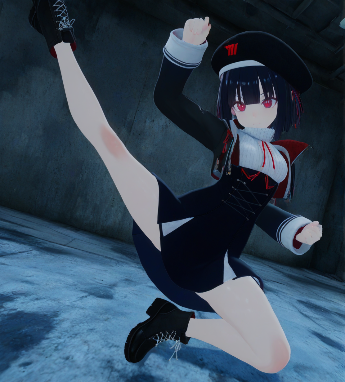 <lora:dress2A-7S:1>,1girl, dress(2A-7S),black hair,short hair,red eyes,bangs,
red ribbon,
sweater,high-waist skirt,black skirt,
black jacket,open jacket,
black beret,
black footwear,
dynamic pose, dynamic angle, animated,
very awa, masterpiece, best quality, highres, absurdes,amazing quality,very aesthetic,intricate details, <lora:hand 5.5:1>