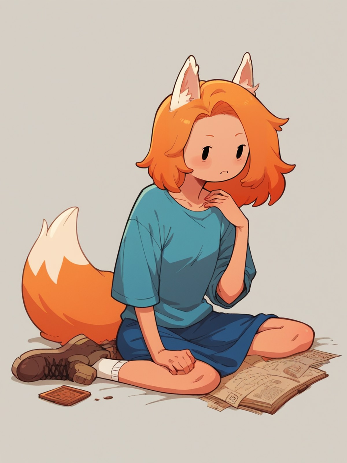 score_9, score_8_up, score_7_up, score_6_up, score_5_up, score_4_up, 4dv3ntur3t1m3,  adventure time, <lora:4dv3ntur3t1m3XLP:0.9> 1girl, orange hair, fox ears,