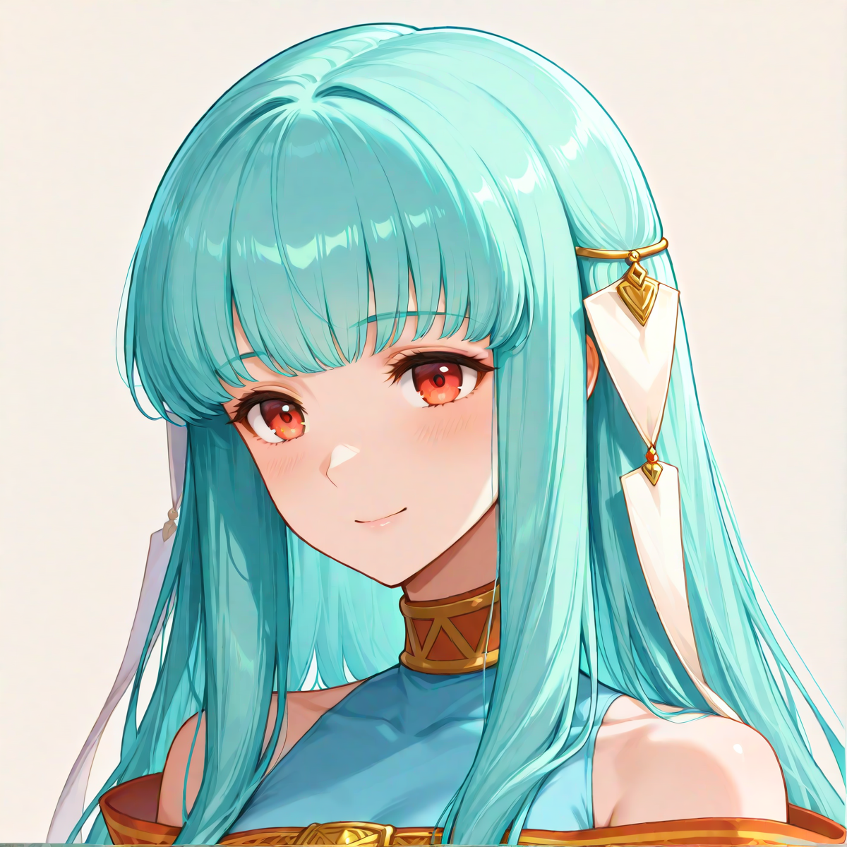 <lora:Hyper-SDXL-8steps-lora:.9>, (masterpiece),(best quality),(ultra-detailed),(best illustration),(absurdres),(detailed background),(very aesthetic),  solo , <lora:Ninian-ILXL-10:1> ninian, portrait shot, smile, simple background