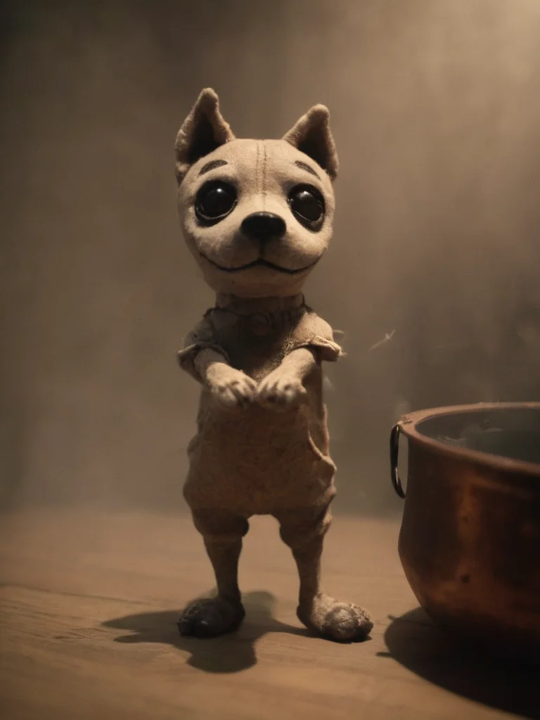 voodstyle, picture of a food cooking doggo, deep shadows, perfect composition, warm light, atmospheric, <lora:- SDXL - voodstyle_ Voodoofy_V1.0:0.9>