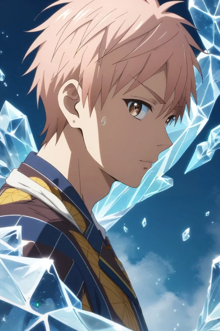 score_9, score_8_up, score_7_up, source_anime, rating_safe, intricate details, (realistic:0.6), looking at viewer, , 1boy, solo, male focus, <lora:shion_asuma_pony:1>, shion_asuma, pink hair, brown eyes, short hair, symmetry, cold, ice, light, dancing, giggling, , <lora:sdxl_lightning_8step_lora:1>