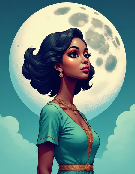 artstyle by Jed-cmc, small centered composition, product shot, plain background, wallpaper art, in the center is an image of a "The Human Representation of The moon", (by Atey Ghailan:1.0) , Orphism, ordinary, unattractive, , beautiful elegant, dynamic cinematic color, intricate, luxurious, intricate detail<lora:ComicStyleXL-000006:1>