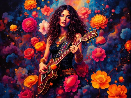 Metal Queen Raging <lora:Midjourney_Whisper_Chromaplex_Velvet_Myst_v01:0.8> <lora:Paper_Marbling_Flux:0.5>