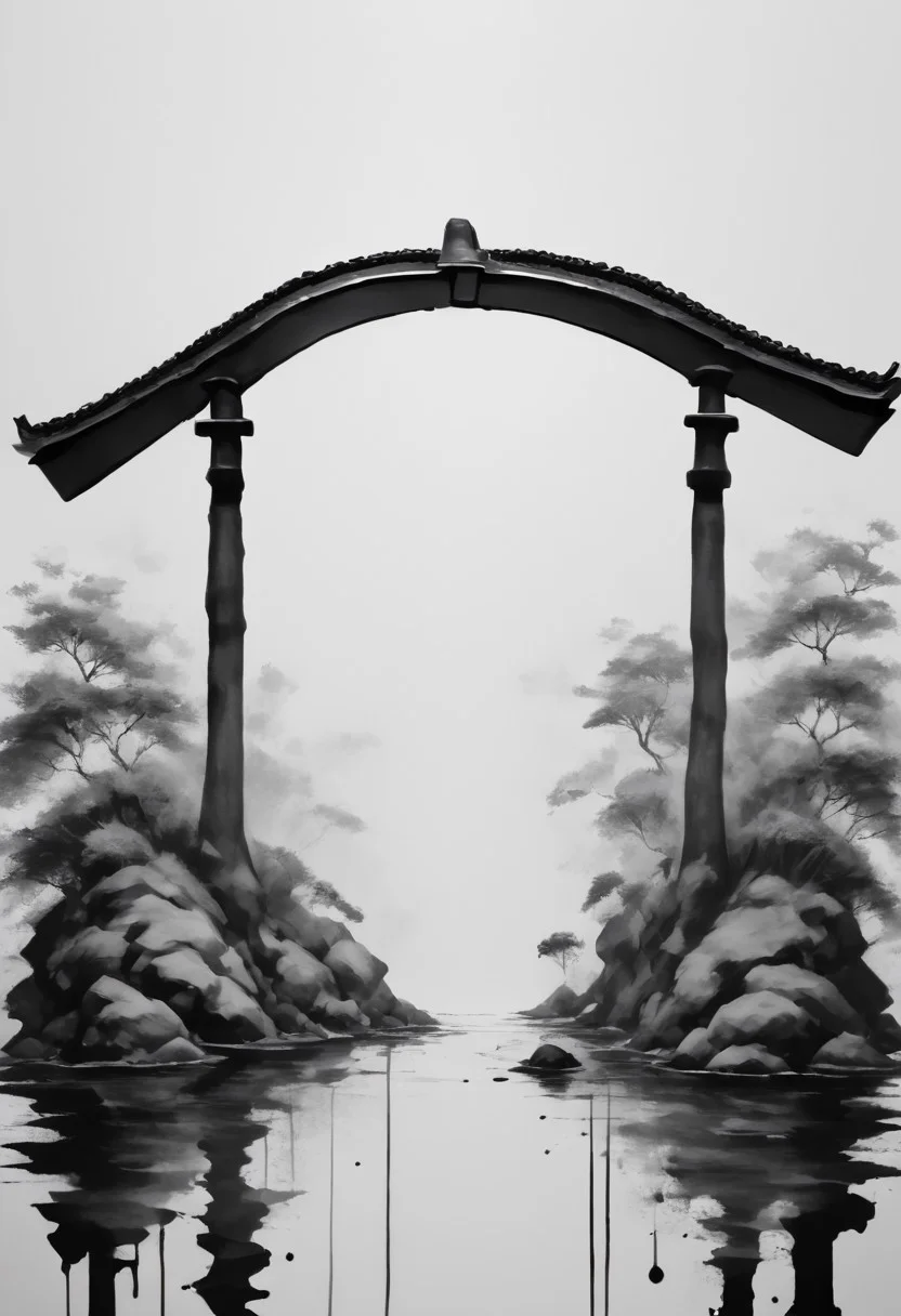 core_9, score_8_up, score_7_up, score_6_up,
Torii gate , monochrome, greyscale, minimalistic, white background, no humans, nature, traditional media, ink, solo, botanical.
ink-painting, ink wash,, ink wash painting,, white background,
