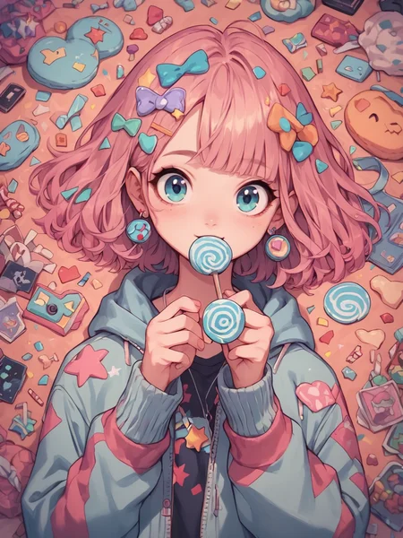 score_9, score_8_up, score_7_up, score_6_up, score_5_up, score_4_up, <lora:c0l0urc0r3XLP2:0.8> c0l0urc0r3, 1girl, cute, bright colours, candy