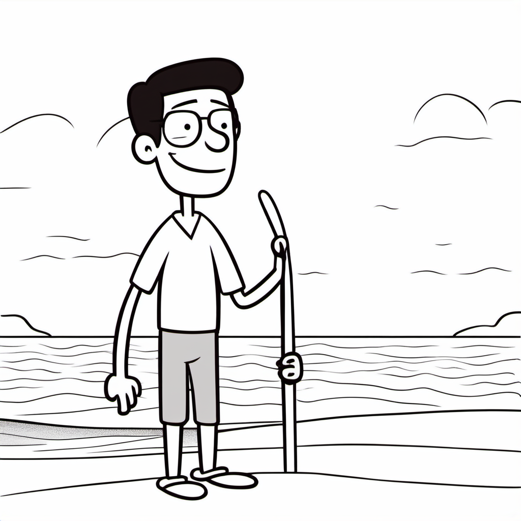 a man in beach <lora:cartoon_style:3>