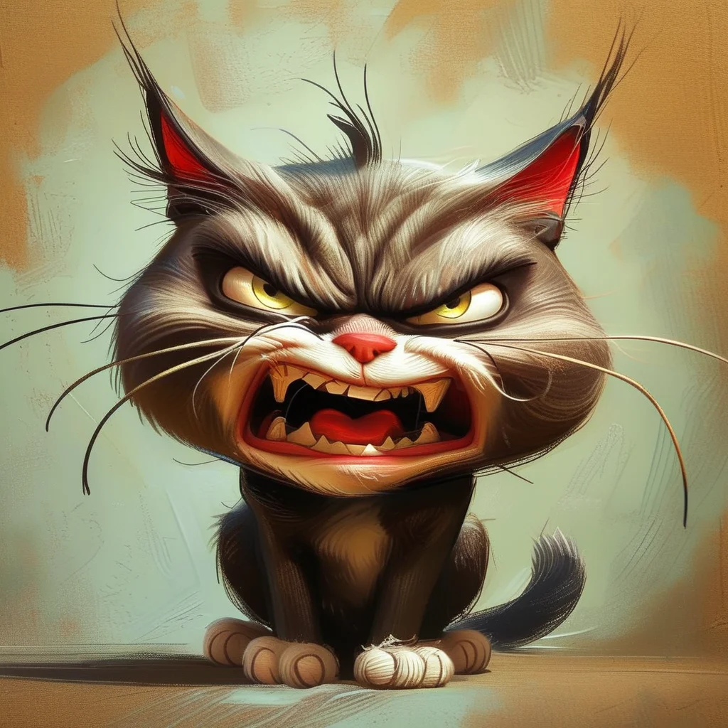 caricart angry cat<lora:caricart:1>