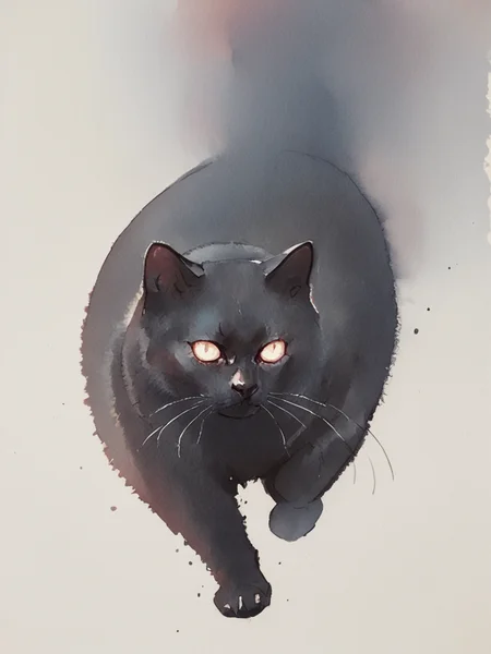 score_9, score_8_up, score_7_up, score_6_up, score_5_up, score_4_up, <lora:p3np0v4cXLP:1> p3np0v4c, watercolor, black cat