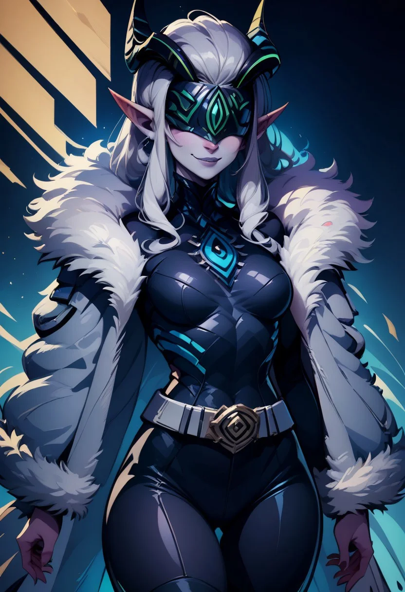 score_9, score_8_up, score_8, medium breasts, (curvy), cute, eyelashes,
BREAK,
zzShemira, pointy ears, covered eyes, grey skin,
BREAK,
smug, (fur coat:1.5), bodysuit, belt,
zPDXL, Expressiveh