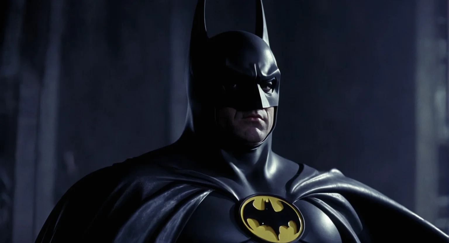 concept art of Cinematic Film stock footage in (arri alexa style) Kodak film print, <lora:batman 1989:1> batman 1989 a close up of a batman with a dark background, digital artwork, illustrative, painterly, matte painting, highly detailed