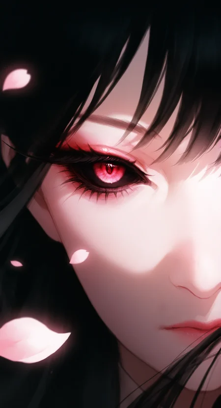 masterpiece, best quality, good quality, very aesthetic, absurdres, newest, 1girl, delicate hanfu, eye focus,
Makeup, long eyelashes,Perfect face, black hair,
Cherry blossom petals cover half face, Bright eyes,
eye reflection,black_sclera looking_at_viewer, Close-Up, (straight on:1.2), <lora:DetailedEyes_V3:1> <lora:ponyv5_noobV065S_1_adamW-000013:0.7> <lora:USNR_STYLE_XL_lokr:0.45> <lora:zzziGnXL_il_lokr_V531:0.4>