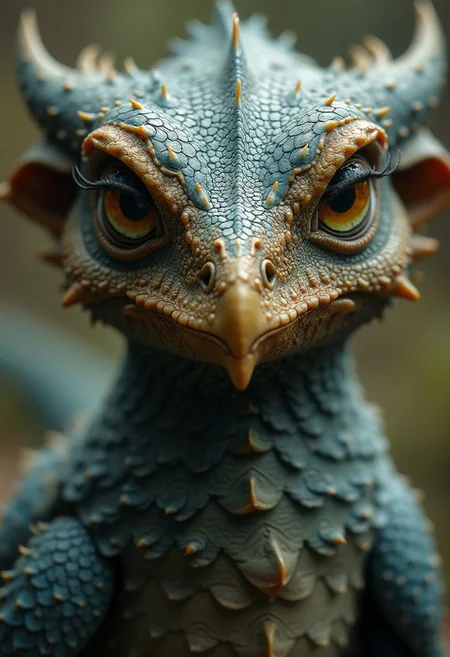 Envision a chimera, an uncanny blend of avian and reptilian features, Embodying the strange beauty of undiscovered biodiversity