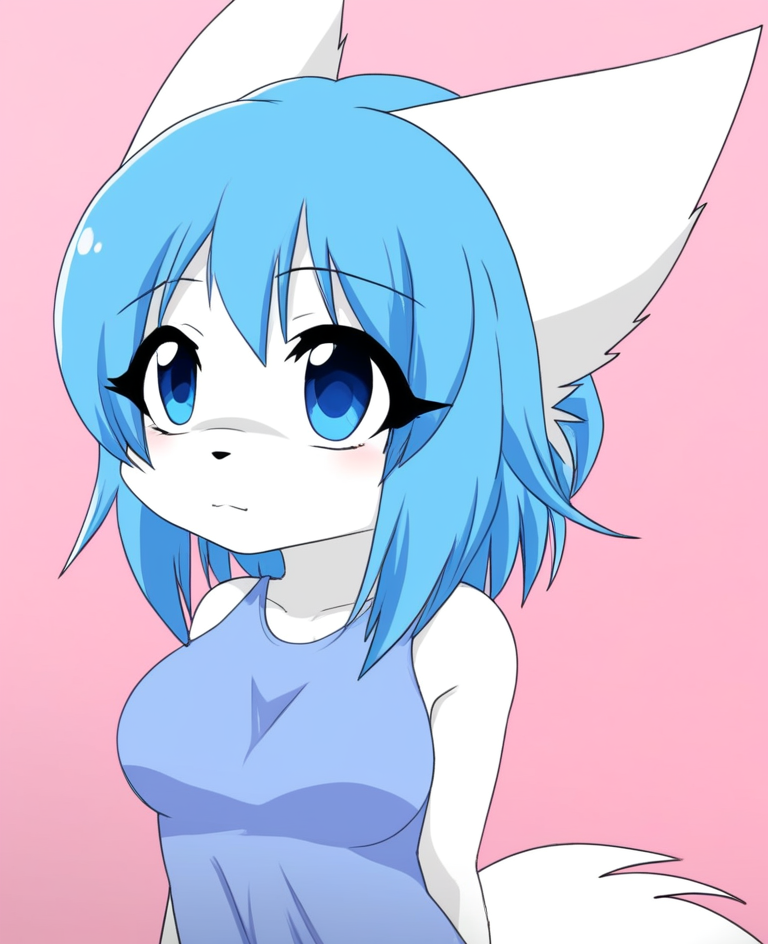 wolfychu, furry, furry female, blue hair, blue eyes,  <lora:Wolfychu_Pony-000009:1>