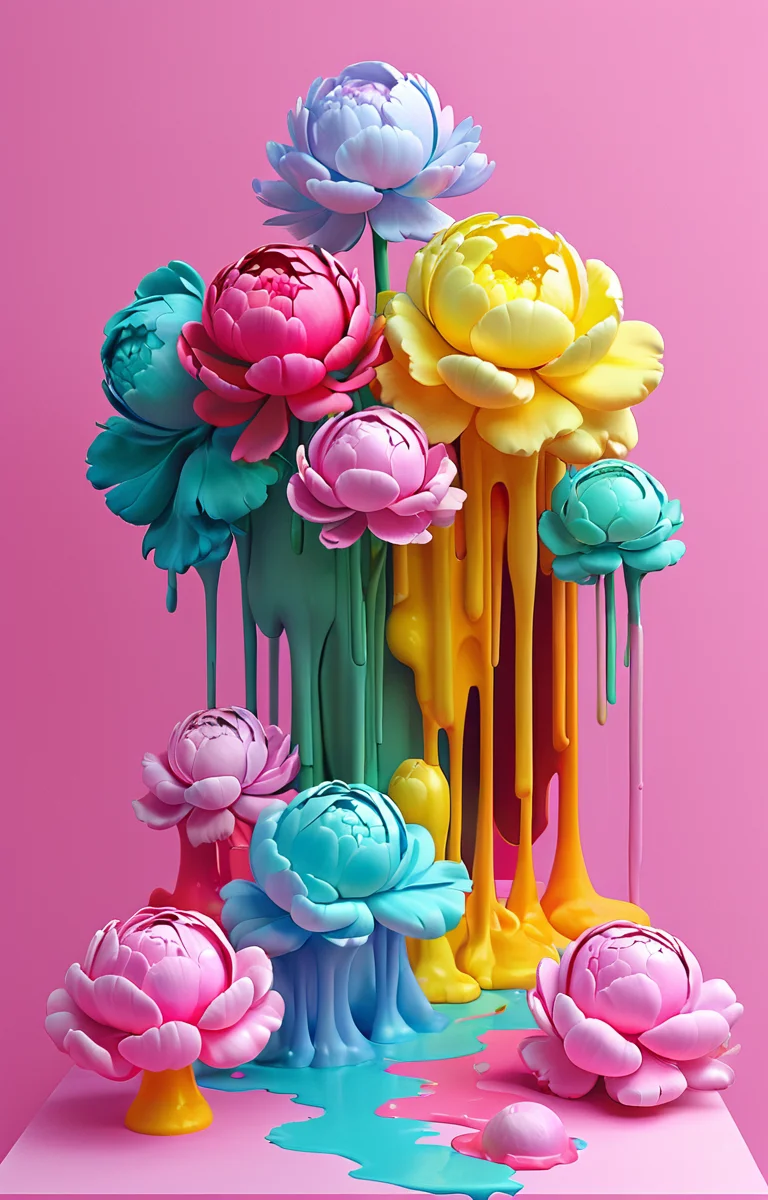 masterpiece,best quality,<lora:tbh371-sdxl:0.6>,illustration,style of Julian Glander, decaying peonies