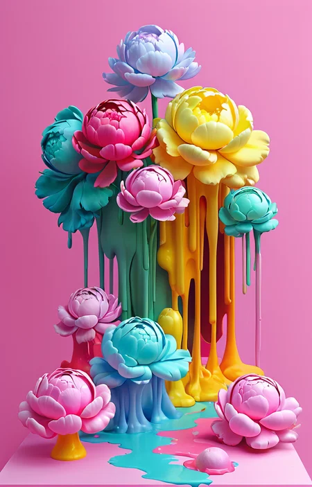 masterpiece,best quality,<lora:tbh371-sdxl:0.6>,illustration,style of Julian Glander, decaying peonies