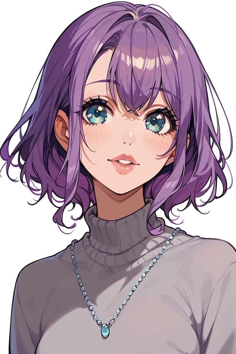 score_9, score_8_up, score_7_up, score_6_up, 1girl,
<lora:Hidaka_Saori:0.9> saori, purple hair, gray sweater, lips, portrait, cute,