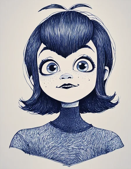 ncpy42 style Mavis from Hotel Transylvania monochrome pen lineart, flat color <lora:ncpy42 style:1.5>, score_9, score_8_up, score_7_up, score_6_up, score_5_up, score_4_up