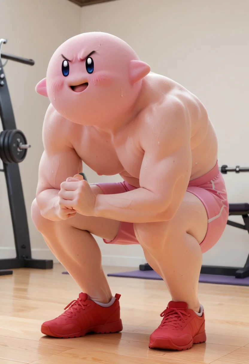 score_9, score_8_up, score_7_up, source_anime, 1girl, planking, exercise, clenched hands, BREAK
sweat, annoyed, full body, anger vein,
LongKirby, dark blue eyes, pink body, blush, red shoes, smiling at viewer,
