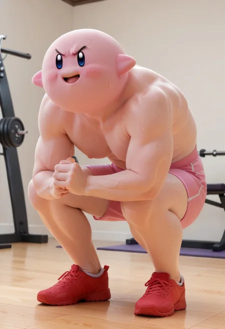 score_9, score_8_up, score_7_up, source_anime, 1girl, planking, exercise, clenched hands, BREAK
sweat, annoyed, full body, anger vein,
LongKirby, dark blue eyes, pink body, blush, red shoes, smiling at viewer,
