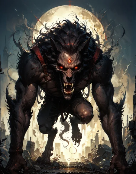 score_9, score_8_up, score_7_up, score_6_up, score_5_up, score_4_up, werewolf, fierce, tall, (strong:1.1), dark cinematography, cinematic lighting, (red glowing eyes:1.2), black fur
