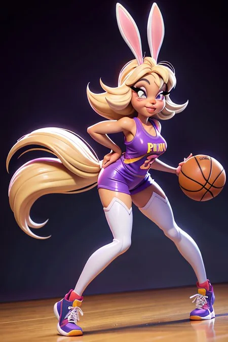 ((Lola bunny)) from Looney tunes dressed like pimp; submissive; bend over; mature; adult; Lola bunny; small cheeks; lush forms; lush body; ((plays basketball)),