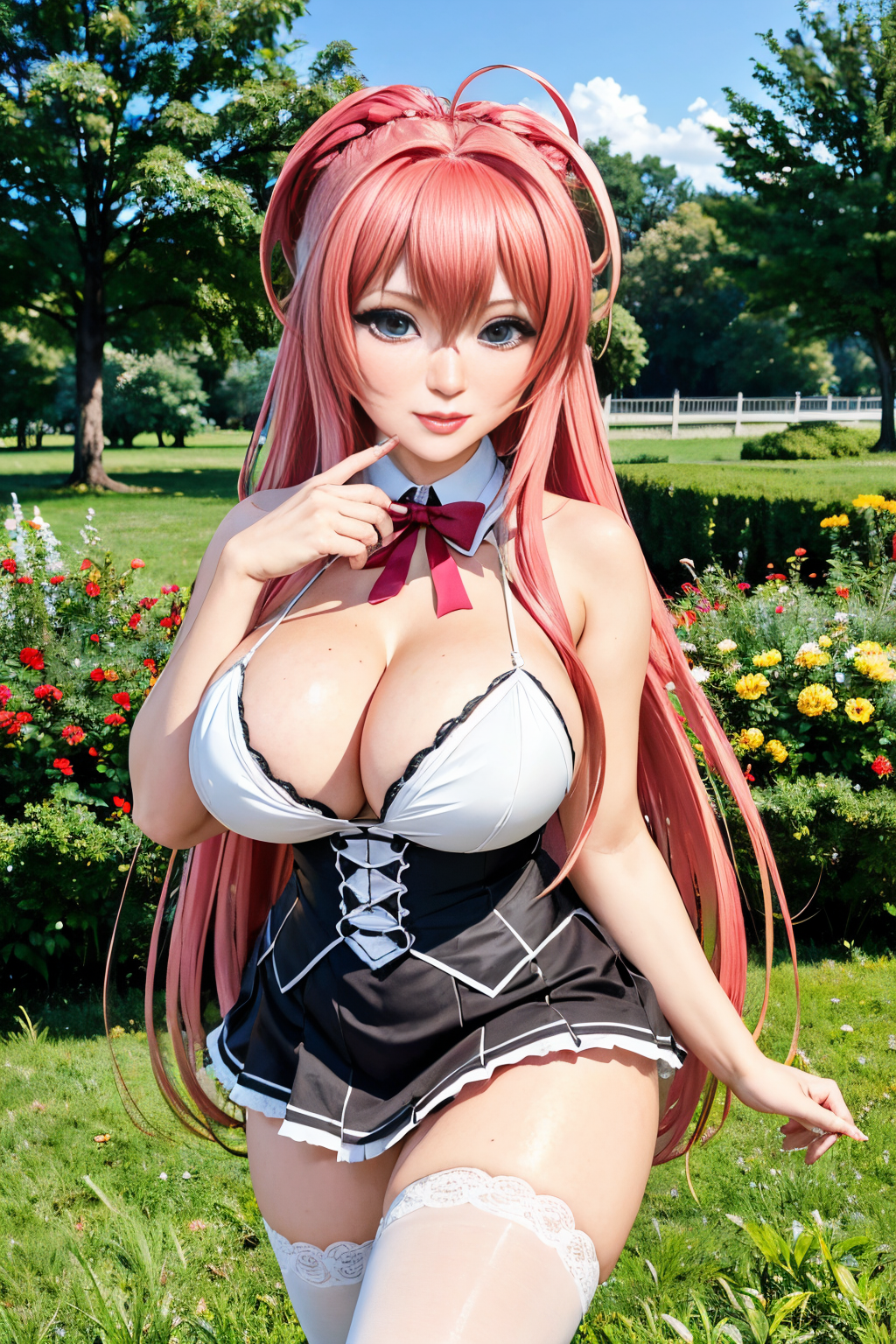 garden (Realisitc:1.5) EdobRiasGremory woman <lora:EdobRiasGremoryPelenkaReal_v1.0:0.8>