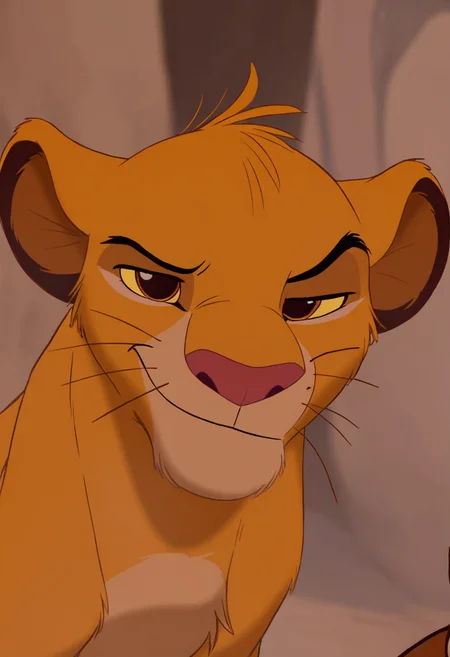 <lora:simba-Yiffy:0.8> cubsimba, solo, raised eyebrow, BREAK best quality, high quality, masterpiece