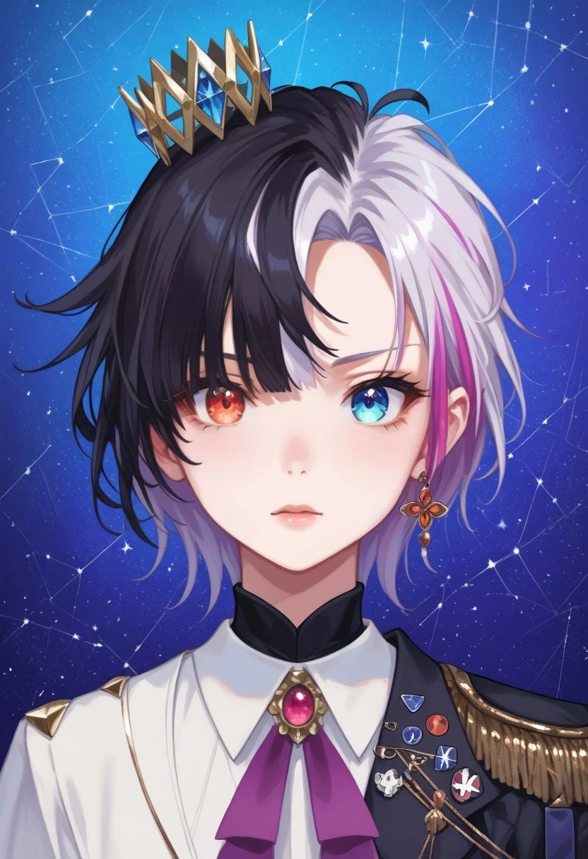score_9, score_8_up, score_7_up,
masterpiece, best quality, detailed, amazing quality,
detailed background,
detailed eyes, clean eyes,
solo, 1woman,
dynamic pose,
easynegative,
r1np3nr0s3, two-toned hair, heterochromia, red right eye, blue left eye,