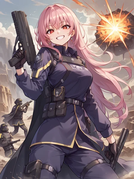 score_9, score_8_up, score_7_up,source_anime,BREAK,
Helldiver_Helldivers, 1girl, smile, weapon, holding weapon, 
<lora:Helldiver_Helldivers:1>