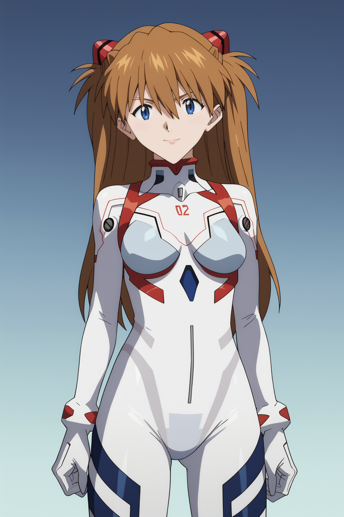 score_9, score_8_up, score_7_up, source anime, prefect lighting, very aesthetic, BREAK, anime coloring, anime screencap,
<lora:asuka_rebuild_v1-pony6:1>, 1girl, souryuu asuka langley, rebuild of evangelion, blue eyes, brown hair, interface headset, 
white plugsuit, standing, 
BREAK, looking at viewer, light smile, 
BREAK,