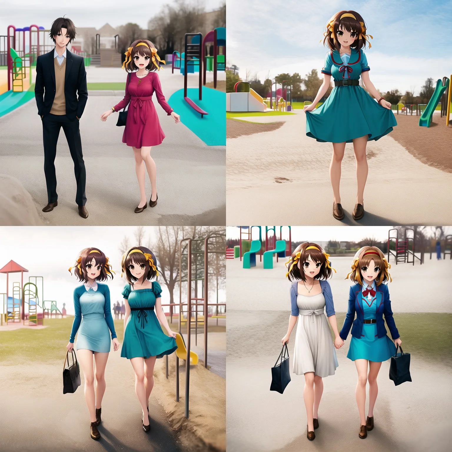 masterpice,haruhi,suzumiya haruhi no yuuutsu, detailed face, full body, dress , (intricate details:0.1), psta background <lora:psta_1-000018:1.3> dirt, on the playground