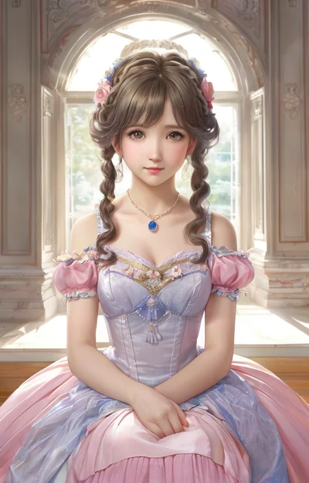 masterpiece,best quality,<lora:tbh355-sdxl:0.6>,illustration,patten of Neoclassicism, portrait of idolmaster cinderella girls,