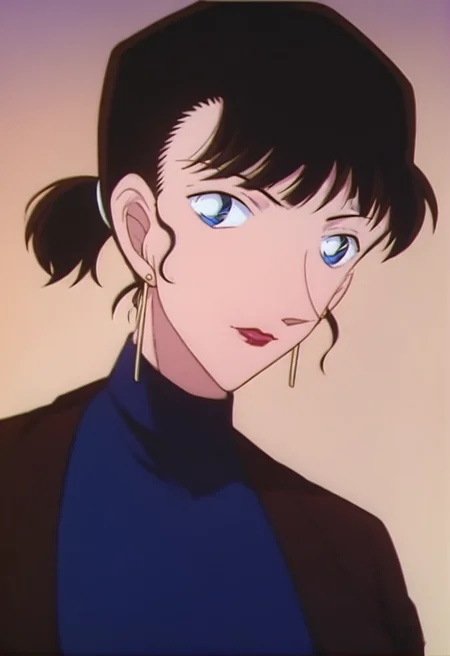score_6_up,
((1girl,solo,Portrait,front view,milf,)),
Terumi Hoshino,short hair,black hair, jewelry, earrings, blue_eyes, lipstick, turtleneck, makeup, red_lips,jeans,
(blurry background, ),
<lora:PONY_Terumi_Hoshino_Anime_Detective_Conan:1>