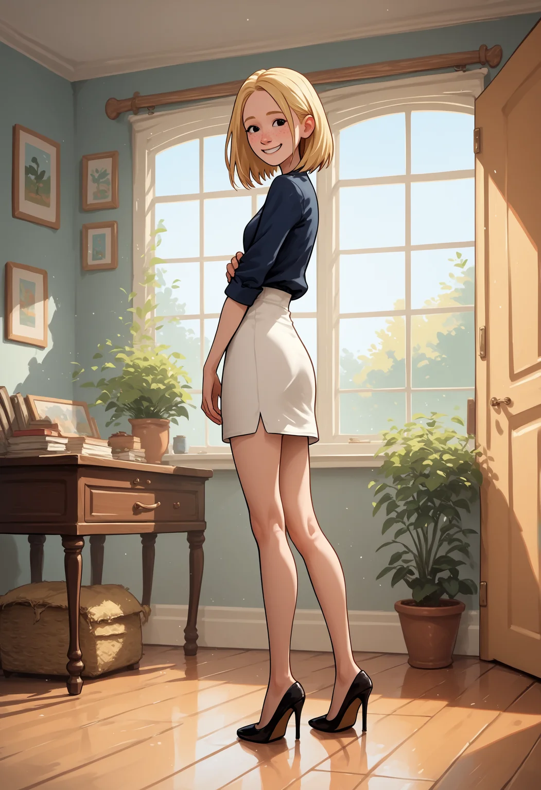 score_9, score_8_up, score_7_up, score_6_up, score_5_up, 1girl, solo, full body,
<lora:Nora (Storybooth):0.9> Nora_Storybooth, blonde hair, medium hair, freckles, smile, black eyes,
high heels,
indoors, detailed background,
<lora:Expressive_H:0.7> Expressiveh,
<lora:add-detail-xl:0.9>
<lora:light:1> neolight
