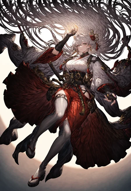 1girl, graycolor_full, <lora:lora-000015.TA_trained:1>, fullbody,
red hakama, white kimono,
<lora:DetailedEyes_V3:1> <lora:detailed_hands-000002:1> hand