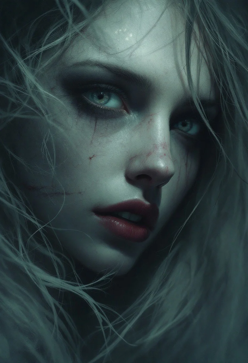 OMINOUS,NIGHTMARE,HORROR,portrait of a woman,sadness,despair,ethereal,DEPRESSION,high detail,4k,digital painting,artstation,concept art,sharp focus, aidmamj6.1, bo-abyss, aidmafluxpro1.1, aidmaimageupgrader
